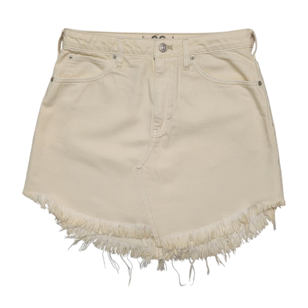 We The Free Denim Mini Skirt With Raw Hem Distressed Size 28 Never Worn